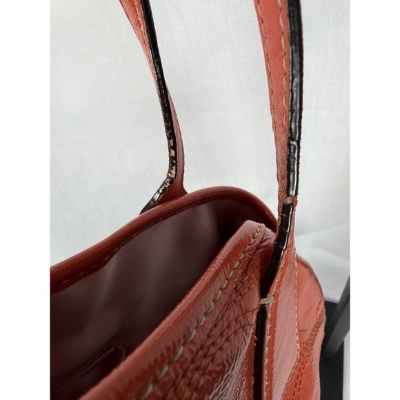 Coach Patent Leather Signature Tote Kisslock Purse Orange Pink Y2K - Picture 7 of 16